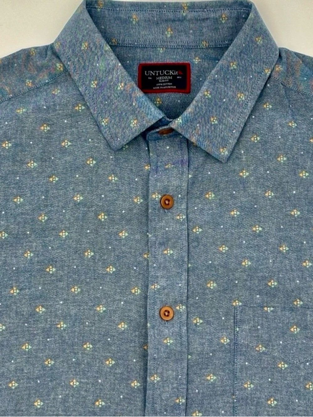 UNTUCKit Men's Blue Miramonte style Cotton Button-Down Shirt